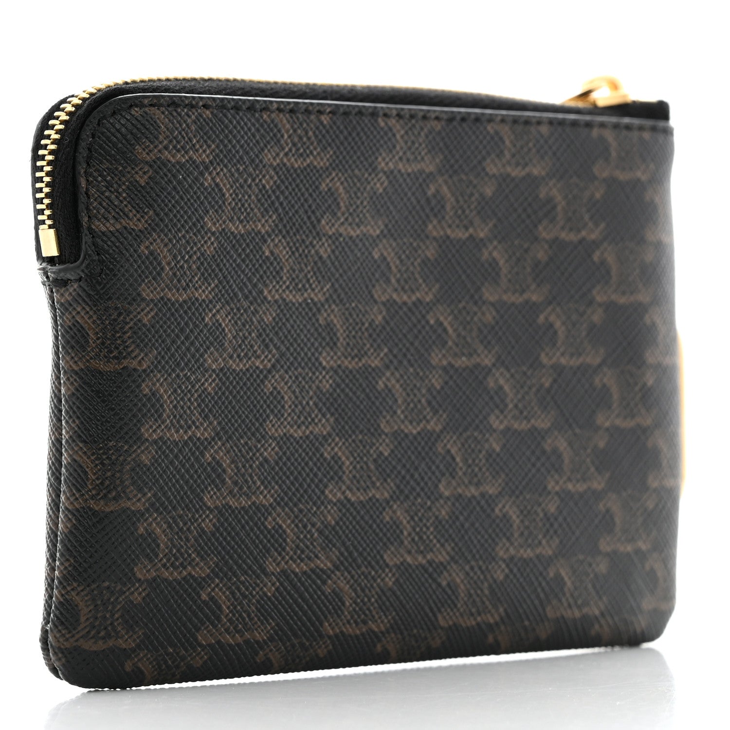 Celine Triomphe Canvas Logo Coin and Card Pouch With Hook Black 3 of 7