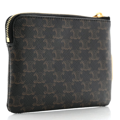 Celine Triomphe Canvas Logo Coin and Card Pouch With Hook Black 3 of 7