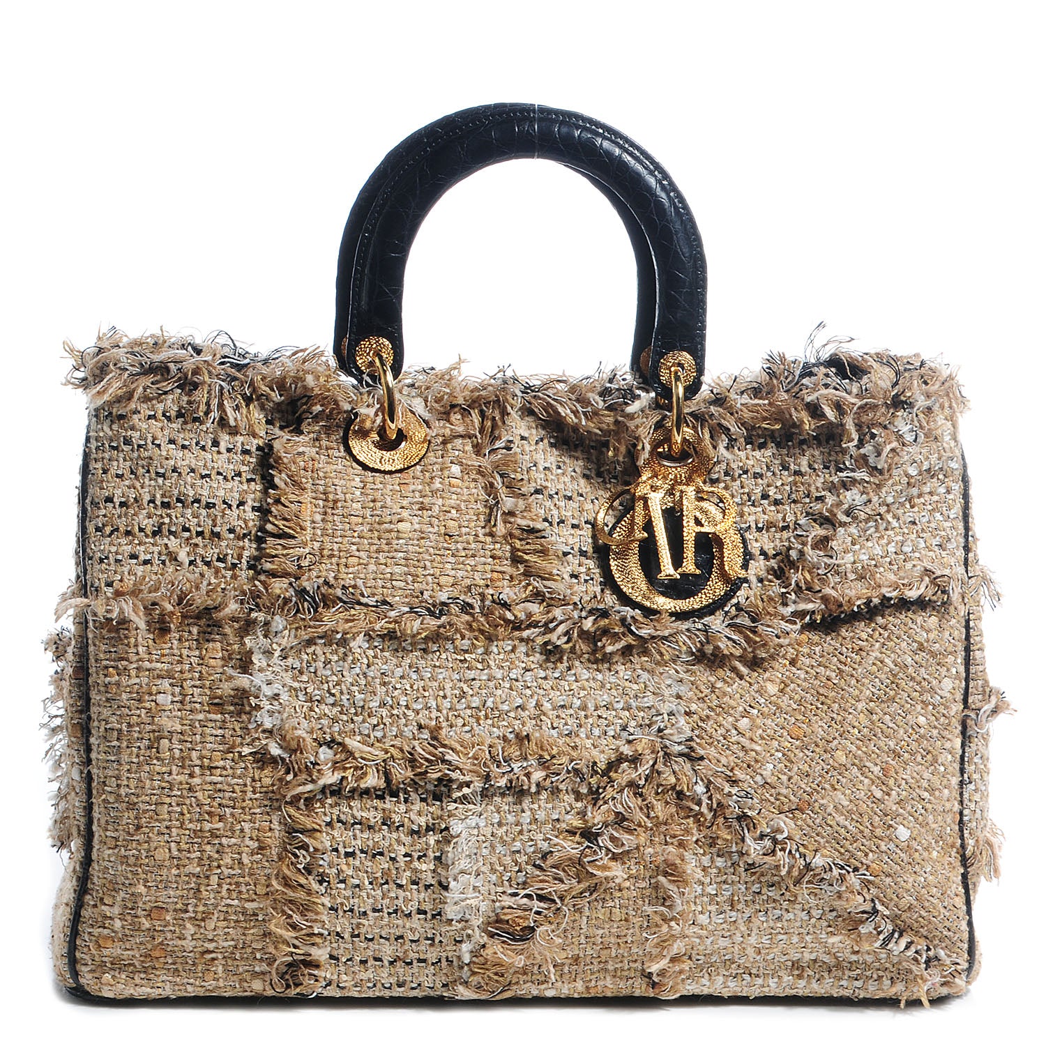 Christian Dior Tweed Patchwork Crocodile Large Diorissimo 1 of 8