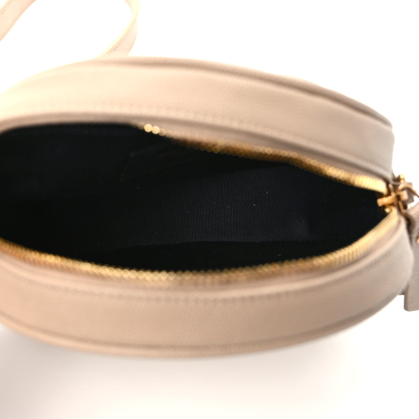 Grain De Poudre Matelasse Chevron Quilted Round Vinyle Camera Bag Dark Beige