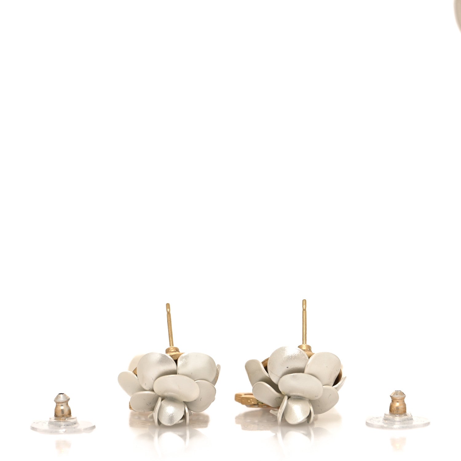 Chanel Metal Crystal Pearl 90s Camellia CC Drop Earrings Gold 3 of 4