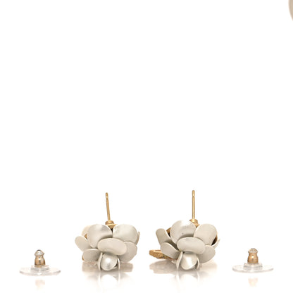 Chanel Metal Crystal Pearl 90s Camellia CC Drop Earrings Gold 3 of 4