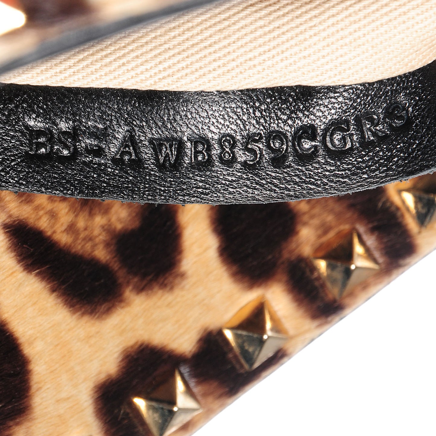 Calf Hair Leopard Print Rockstud Shoulder Satchel