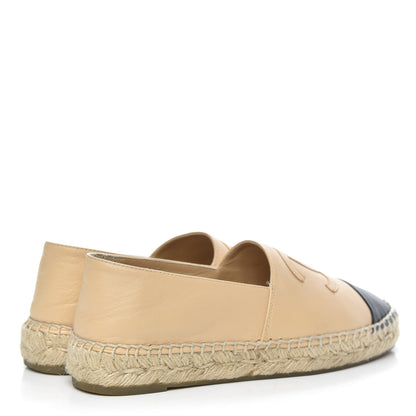 Chanel Lambskin CC Espadrilles 36 Beige Black 4 of 11