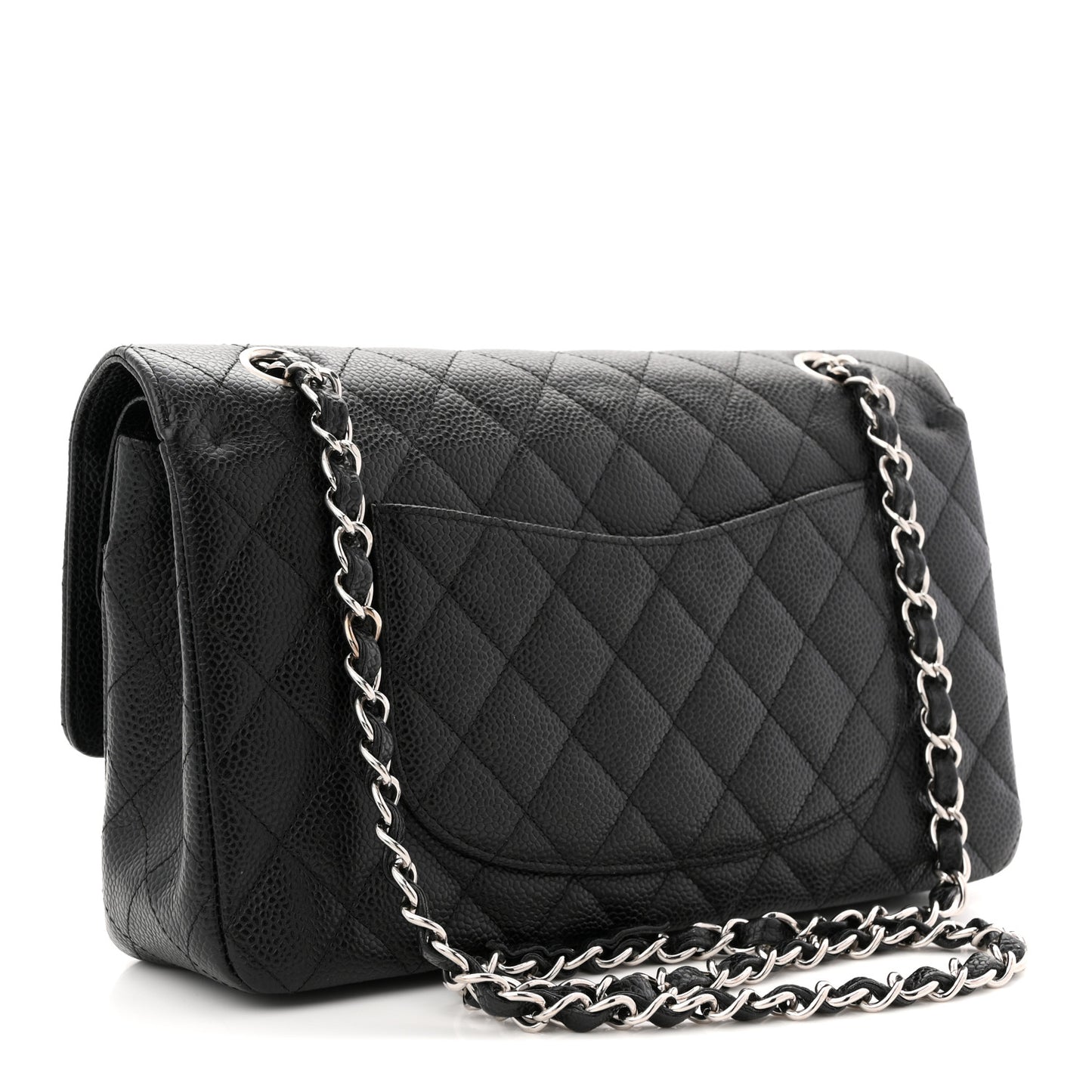 Caviar Quilted Medium Double Flap Black