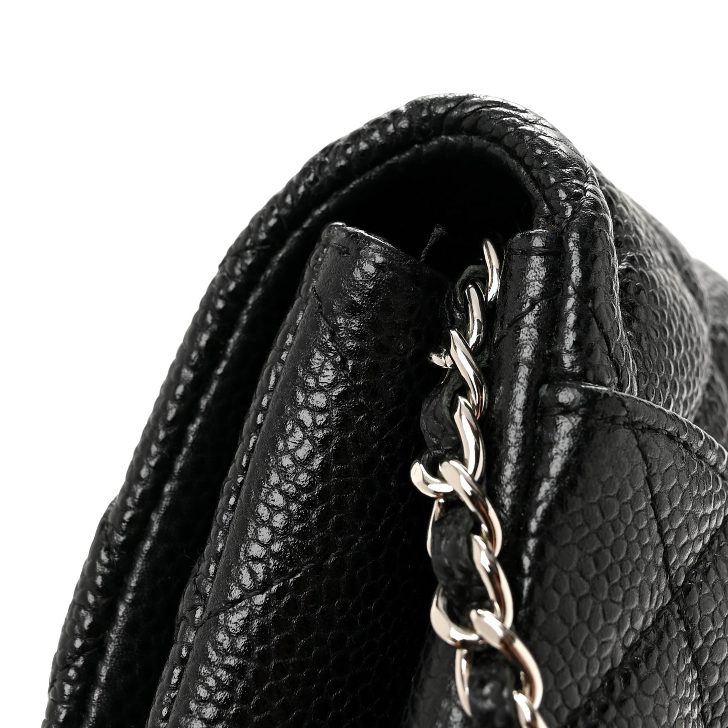 Caviar Quilted Clutch With Chain Flap Black