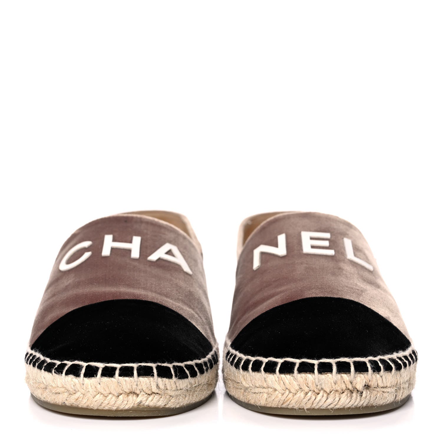 Chanel Velvet Logo Espadrilles 40 Beige Black 2 of 13