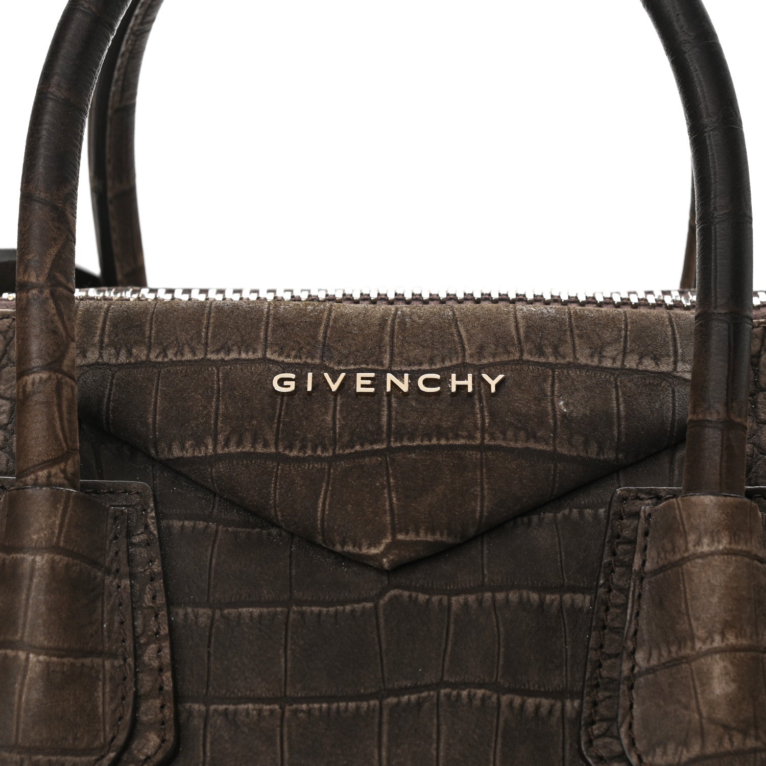 Givenchy Nubuck Crocodile Embossed Medium Antigona Brown 8 of 13