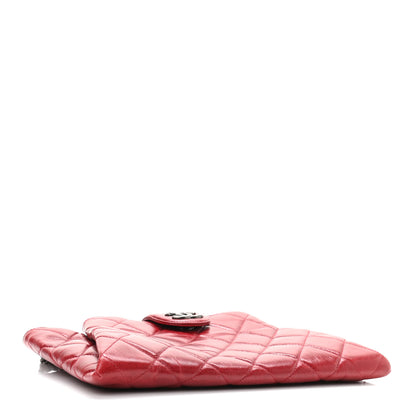 Chanel Aged Calfskin Quilted Zip Clutch Dark Red 4 of 13