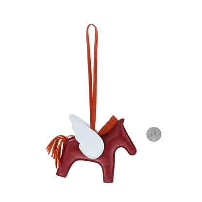 Hermes Milo Lambskin Grigri Rodeo Pegase Horse Bag Charm MM Rouge Grenat Cornaline Bleu Brume 2 of 5