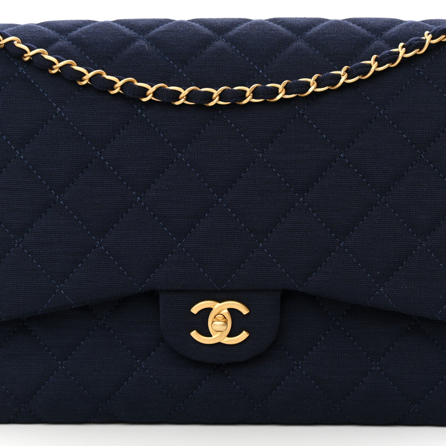 Chanel Jersey Quilted XL Jumbo Flap Navy 8 of 10