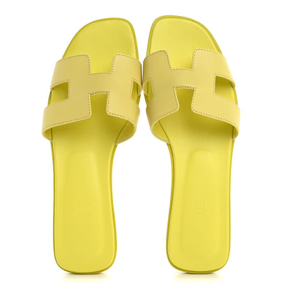 Hermes Epsom Oran Sandals 38.5 Jaune Pollen 2 of 14