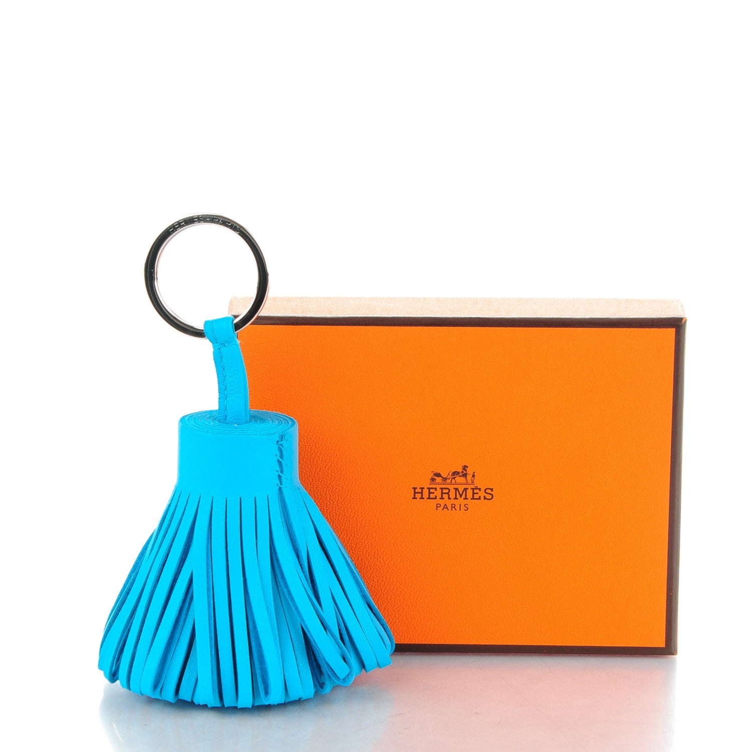 Hermes Lambskin Carmen Tassel Key Holder Bleu Azteque 4 of 4