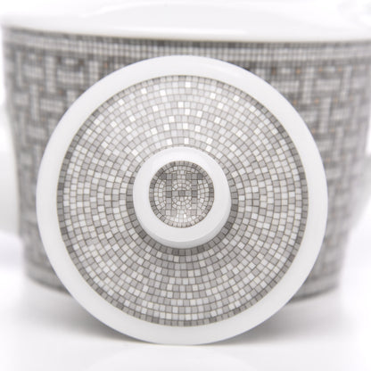 Hermes Porcelain Mosaique Au 24 Platine Coffee/Tea Pot Platinum 8 of 9