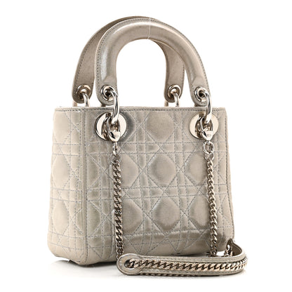 Christian Dior Metallic Lambskin Cannage Mini Lady Dior Silver 3 of 11