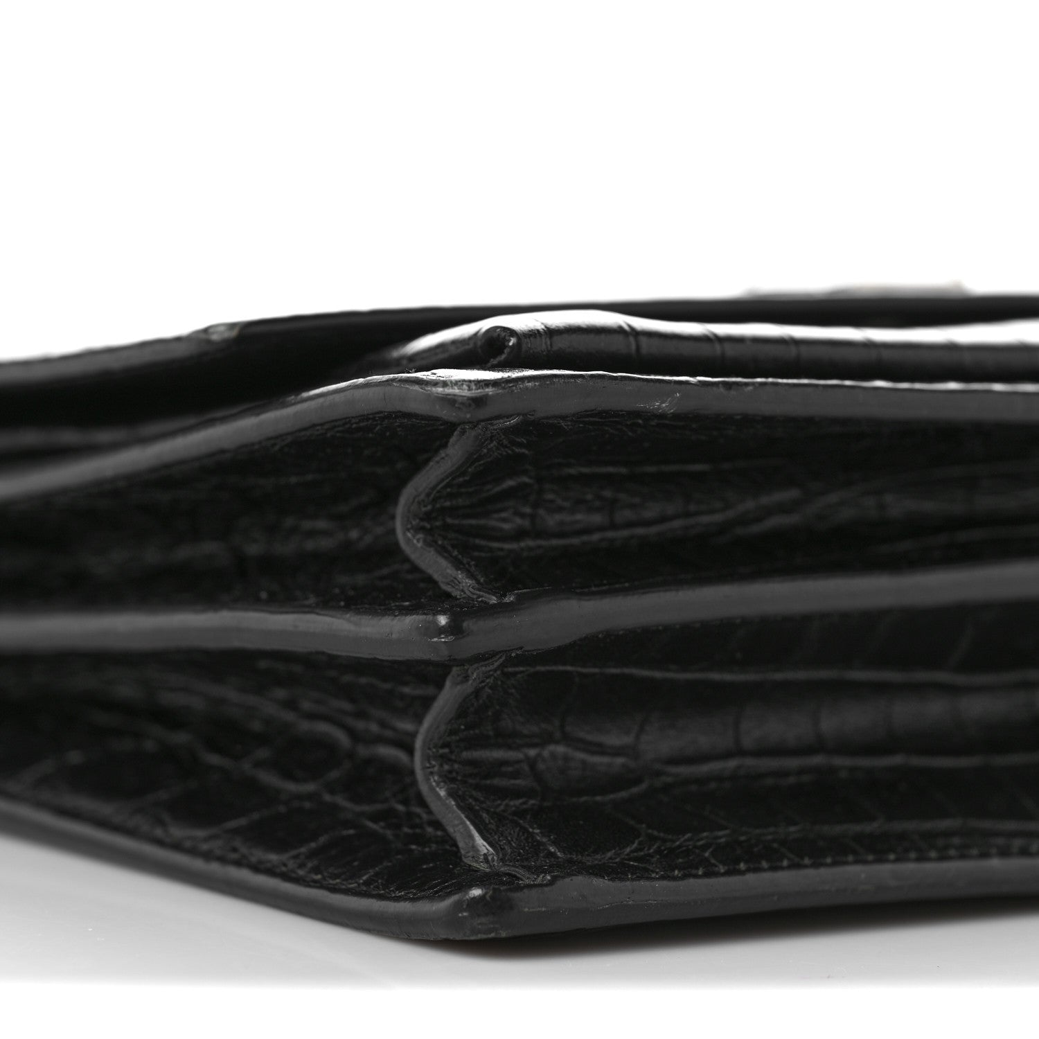 Saint Laurent Calfskin Crocodile Embossed Medium Monogram Sunset Black 8 of 9