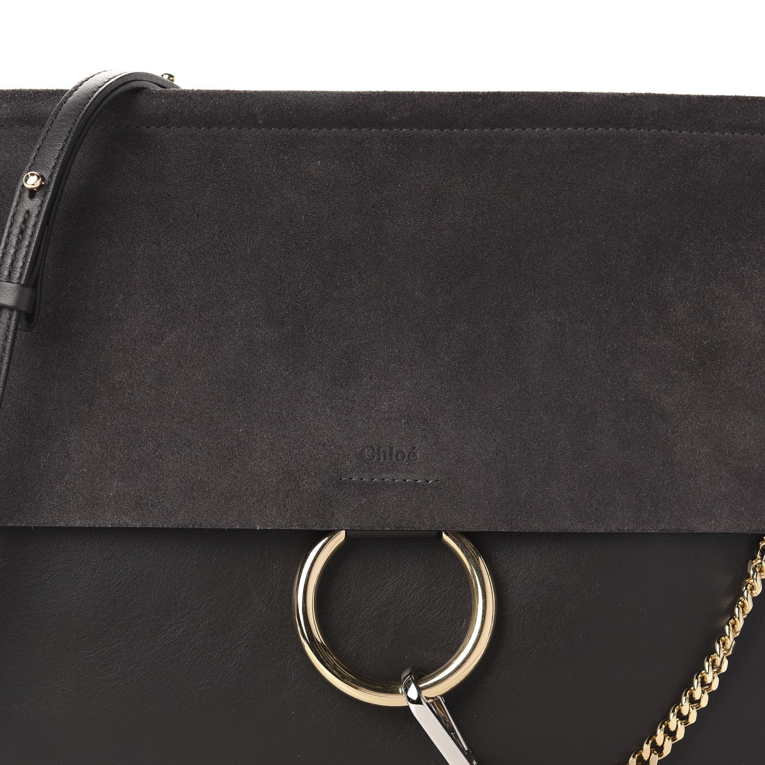 Chloe Suede Calfskin Medium Faye Shoulder Bag Carbon Grey 10 of 10