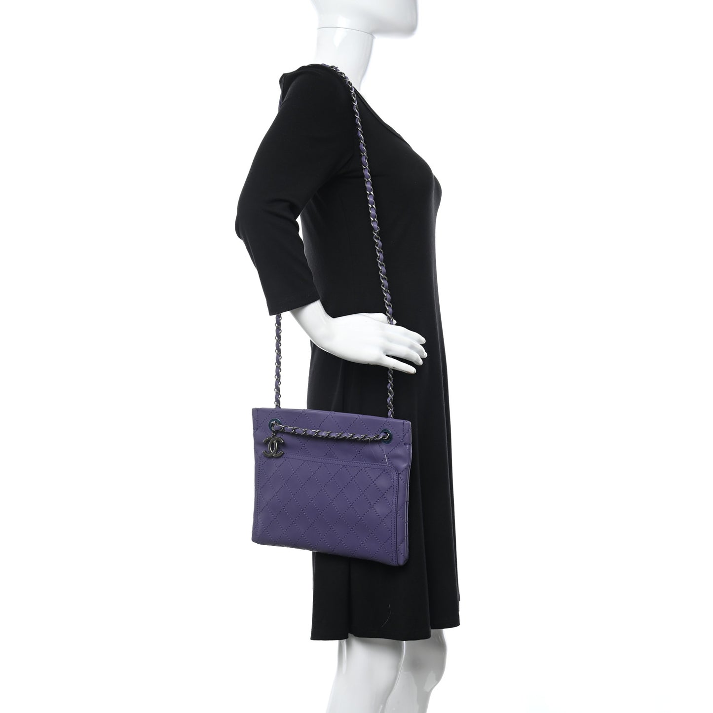 Calfskin Wild Stitch Small Shopping Tote Purple