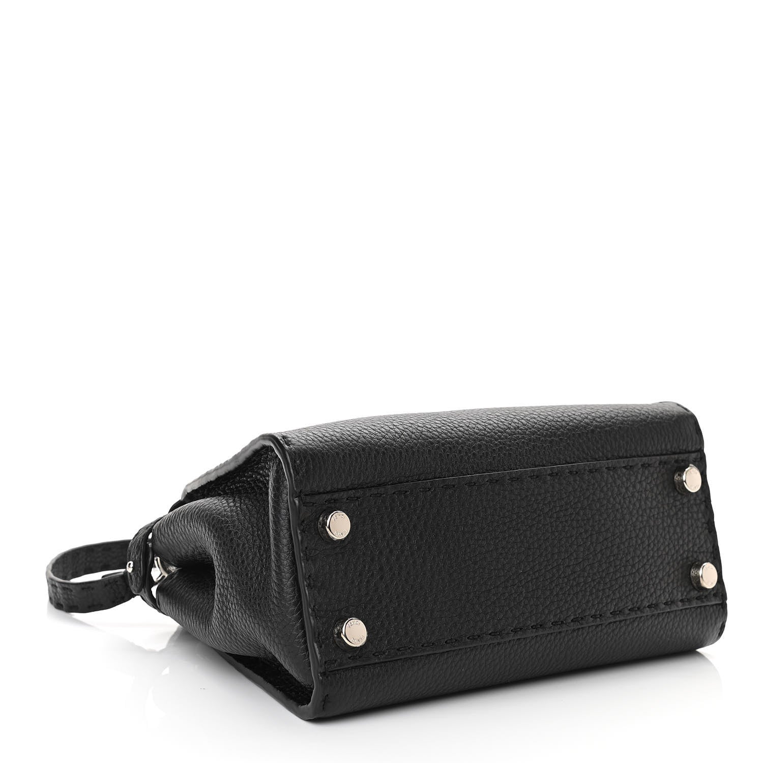 Fendi Cuoio Romano Selleria Bi-Color Mini Peekaboo Iconic Satchel Black Mou 3 of 9