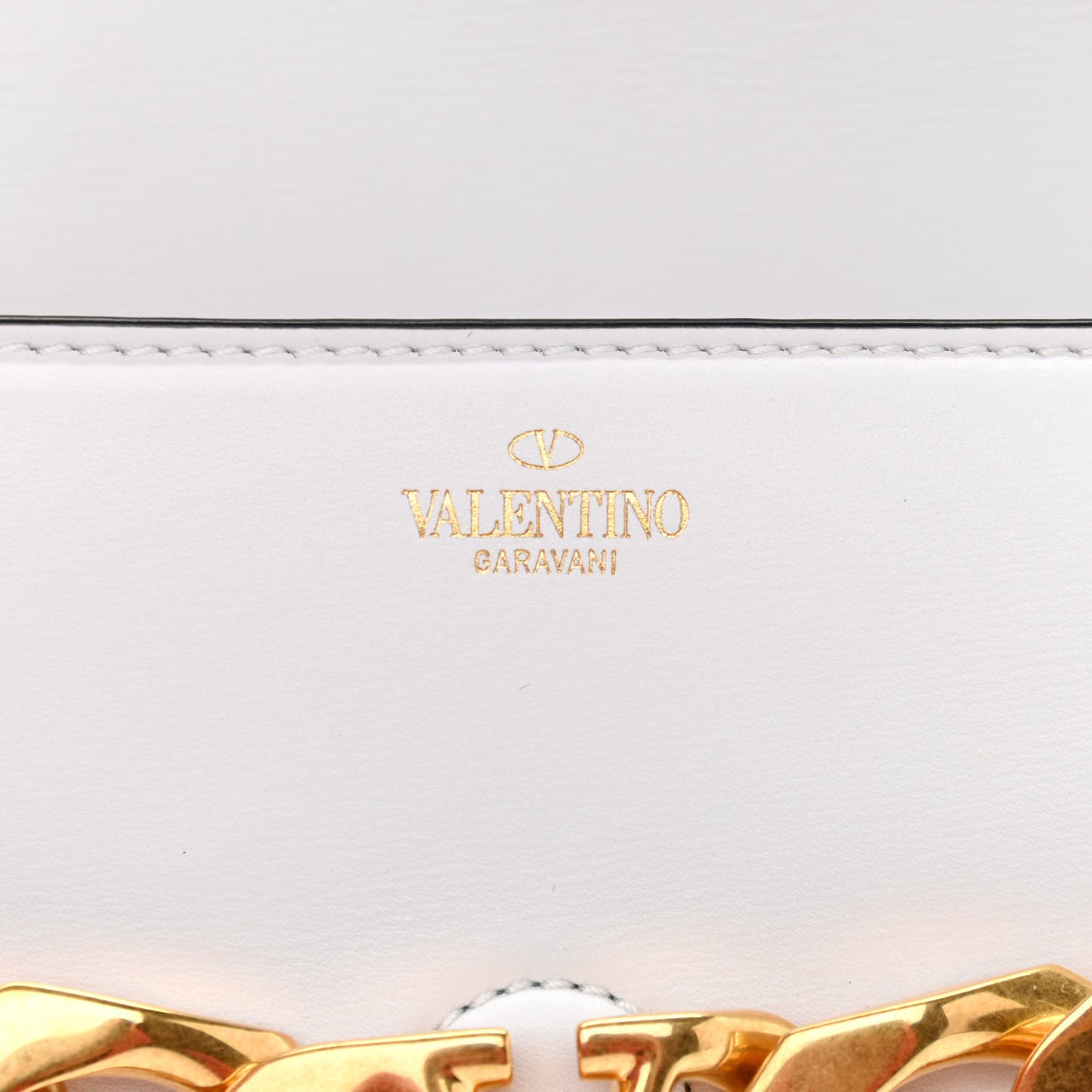 Calfskin Small Vlogo Chain Shoulder Bag Optic White