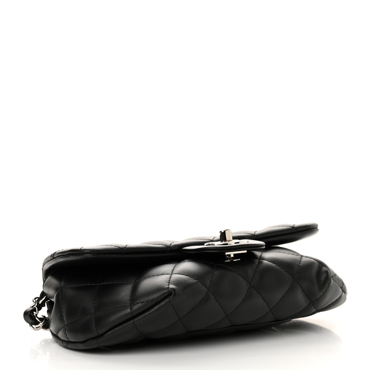 Calfskin Quilted CC Uniform Flap Belt Bag Black