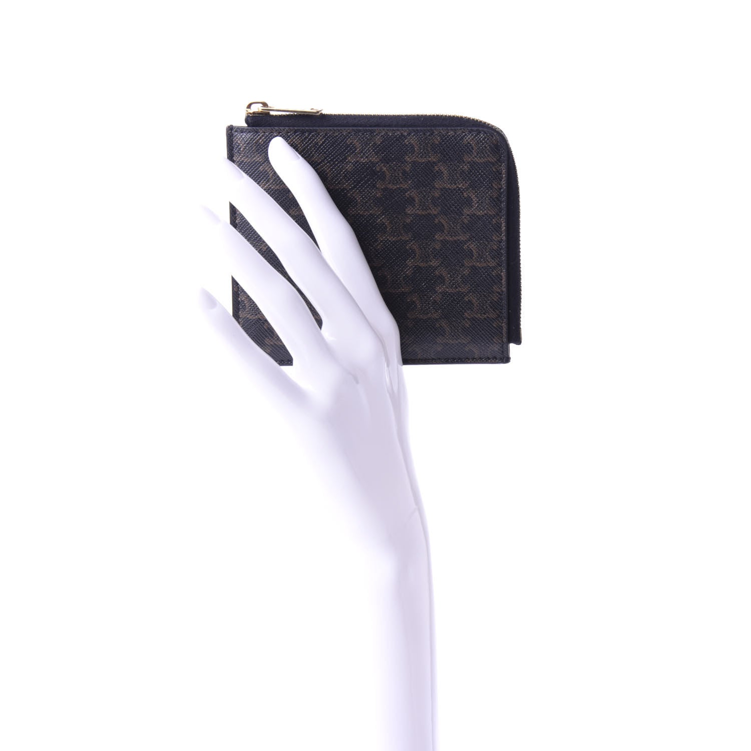 Celine Triomphe Canvas Zipped Coin Purse Black 2 of 7
