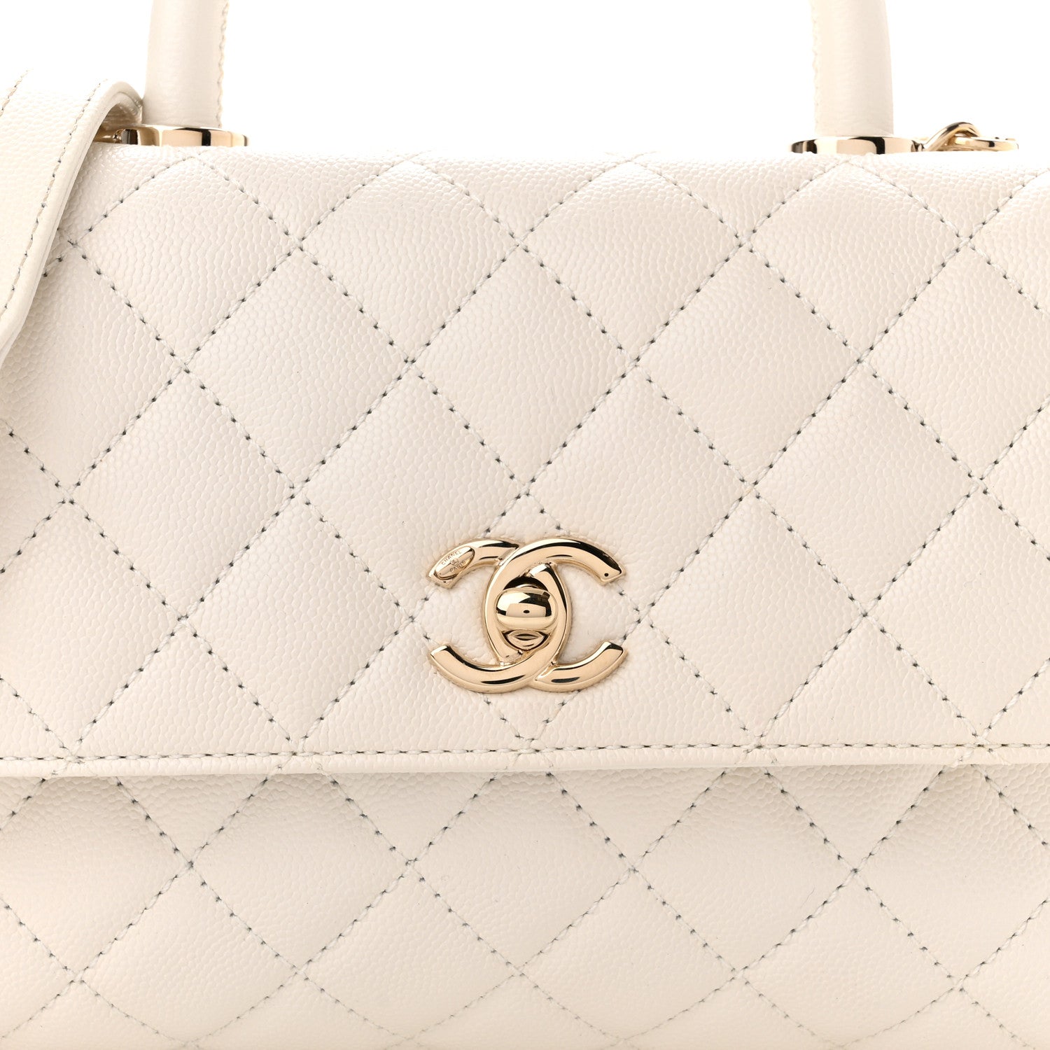 Chanel Caviar Quilted Mini Coco Handle Flap White 7 of 9