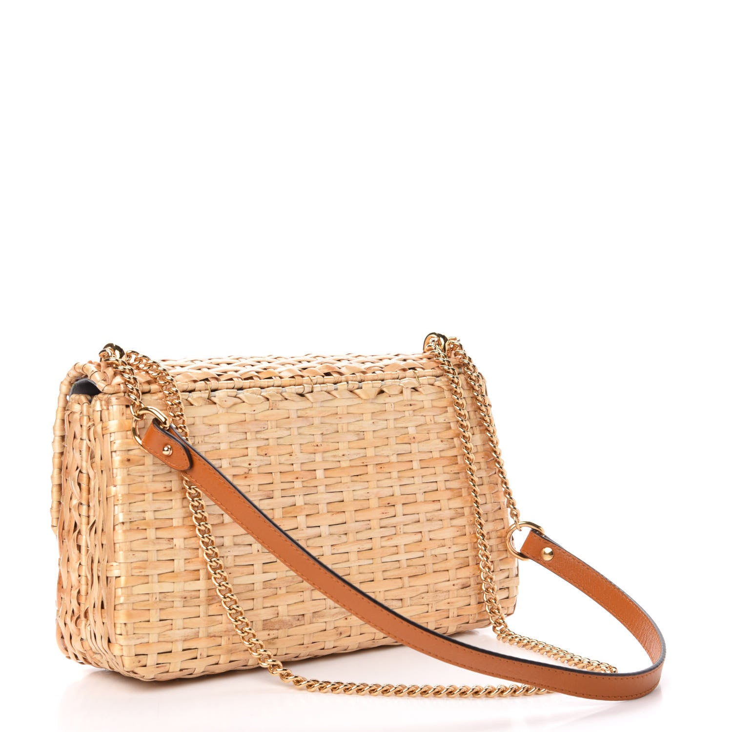 Gucci Glazed Wicker Small Cestino Shoulder Bag Natural 3 of 12