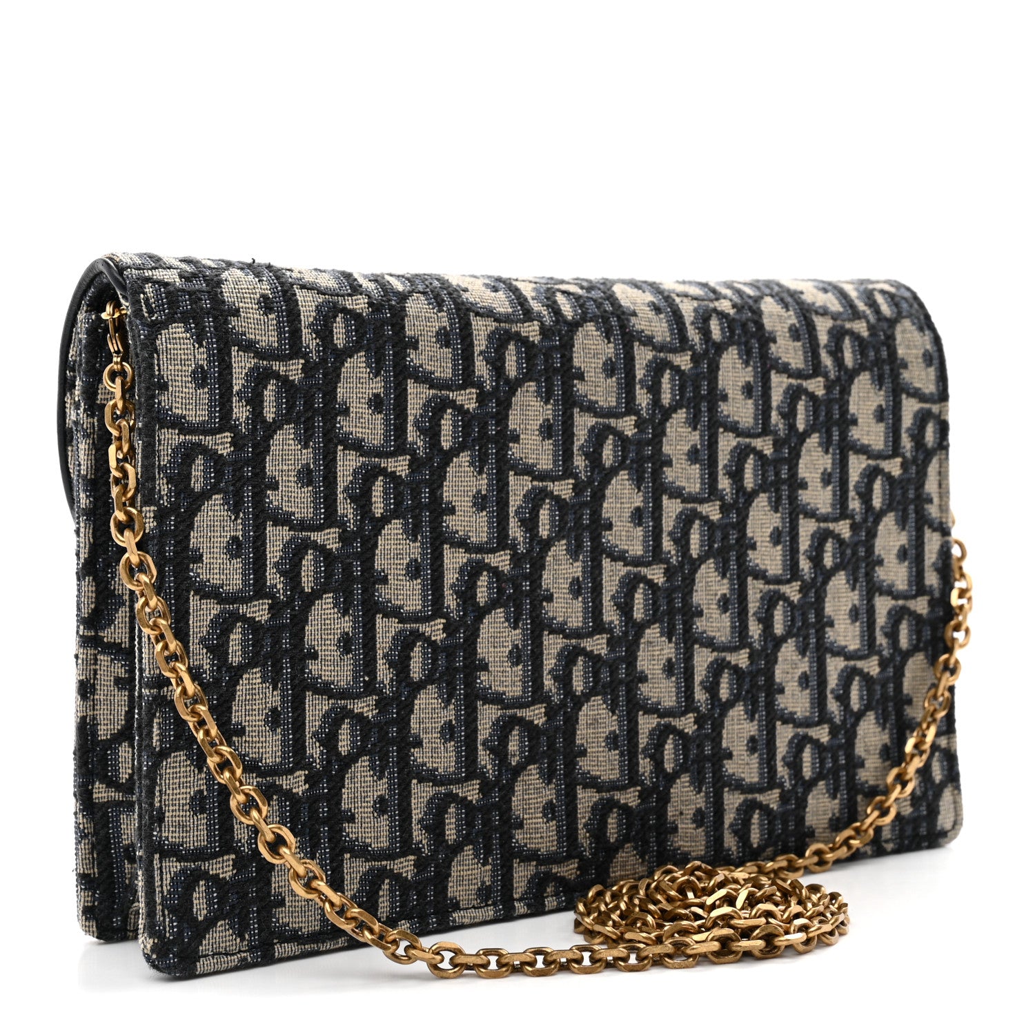 Christian Dior Oblique Saddle Chain Pouch Blue 3 of 11
