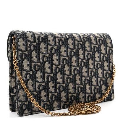 Christian Dior Oblique Saddle Chain Pouch Blue 3 of 11