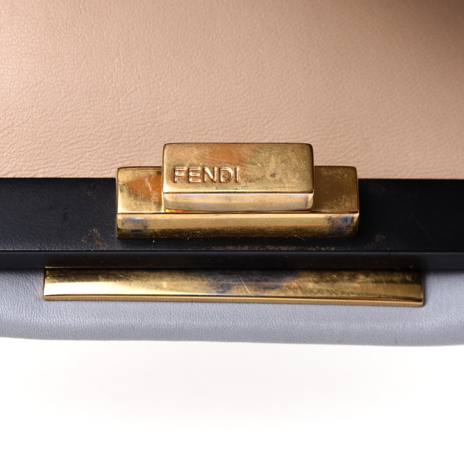 Fendi Vitello Seta Shiny Nappa Medium Peekaboo Iconic Satchel Ardesia Amido 7 of 15