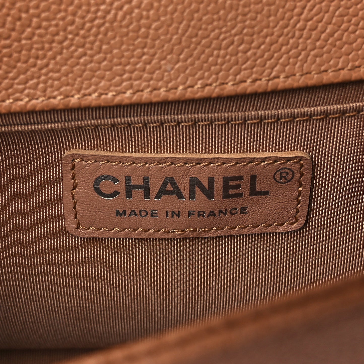Caviar Quilted Medium Boy Flap Light Brown