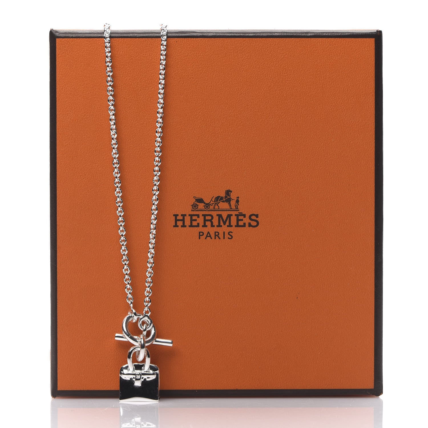 Hermes Sterling Silver Birkin Amulette Pendant Necklace 6 of 6