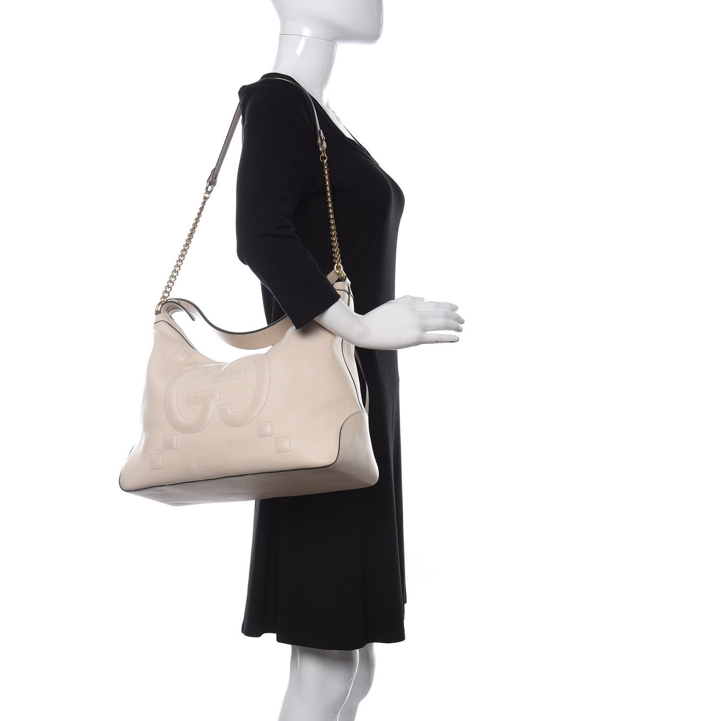Apollo Calfskin GG Dadini Embroidered Large Hobo Mystic White
