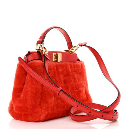 Fendi Shearling Nappa Macro FF 1974 Mini Peekaboo Iconic Satchel Tulipano Georgia Poppy 3 of 10