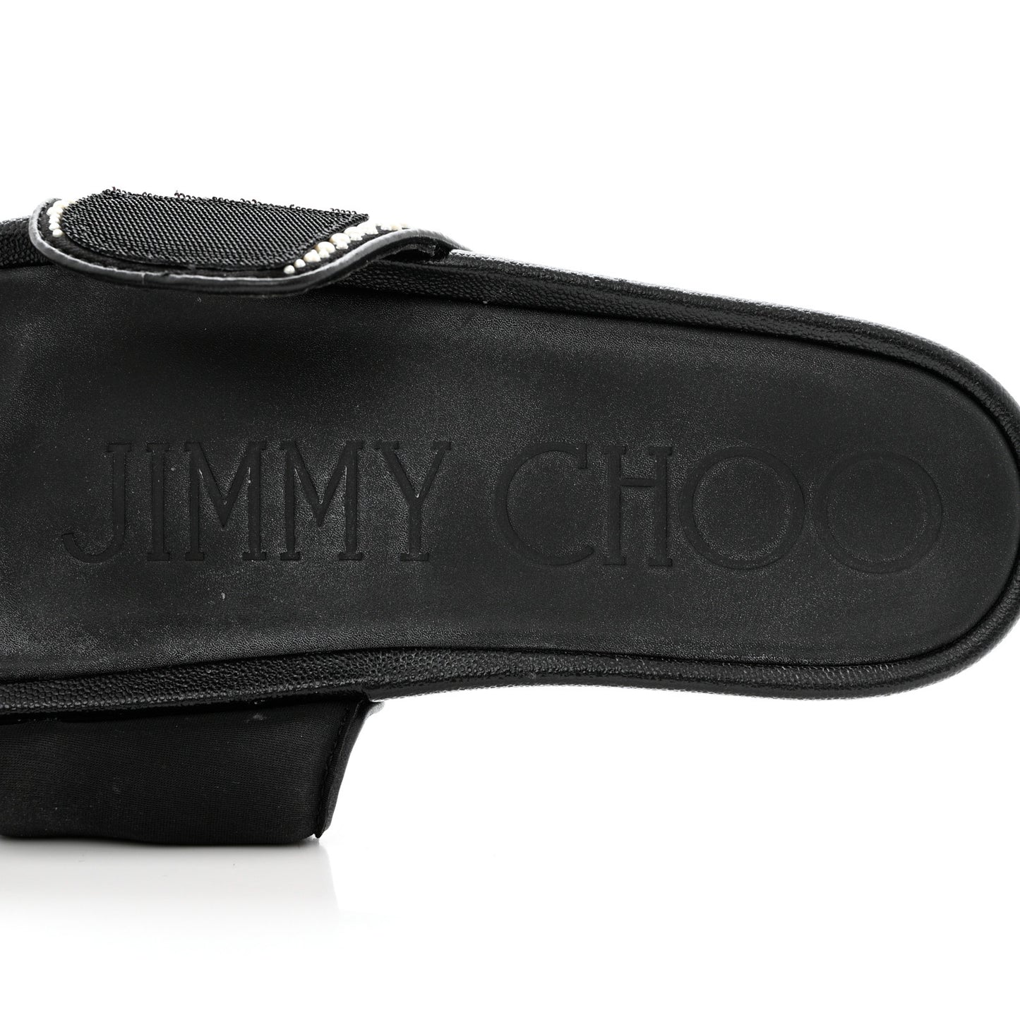 Canvas Pearl Embellished Fitz Slide Sandals 37 Black