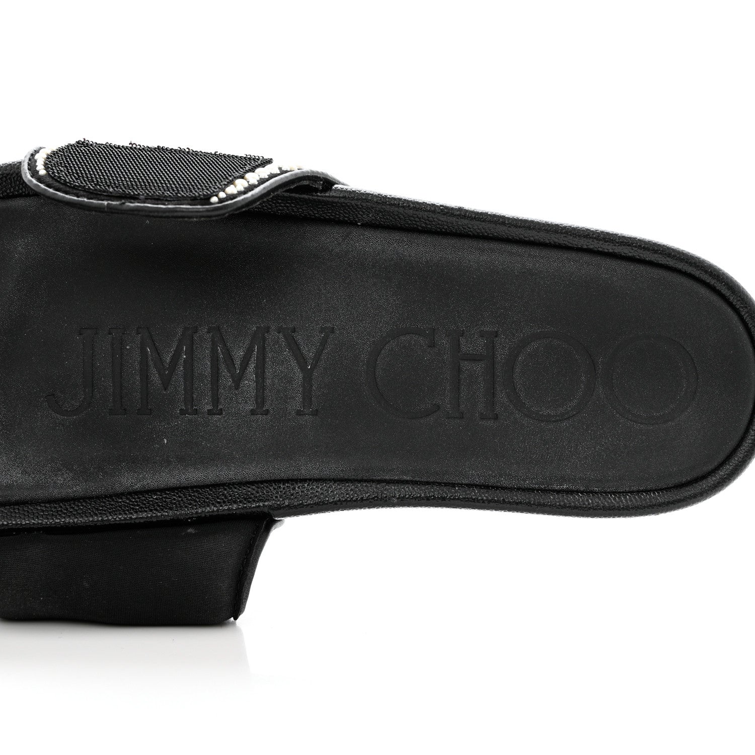 Jimmy Choo Canvas Pearl Embellished Fitz Slide Sandals 37 Black 7 of 11