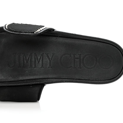Jimmy Choo Canvas Pearl Embellished Fitz Slide Sandals 37 Black 7 of 11