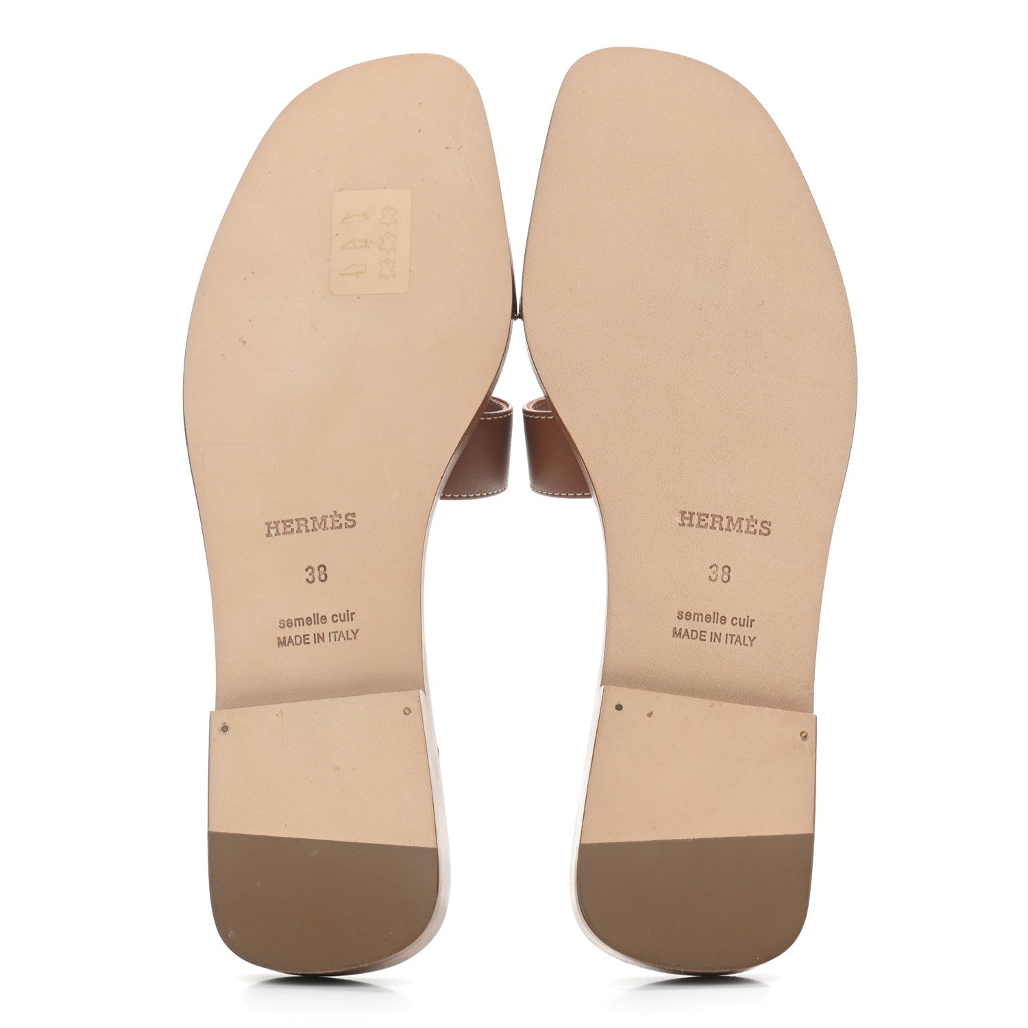 Hermes Box Calfskin Oran Sandals 38 Gold 5 of 8