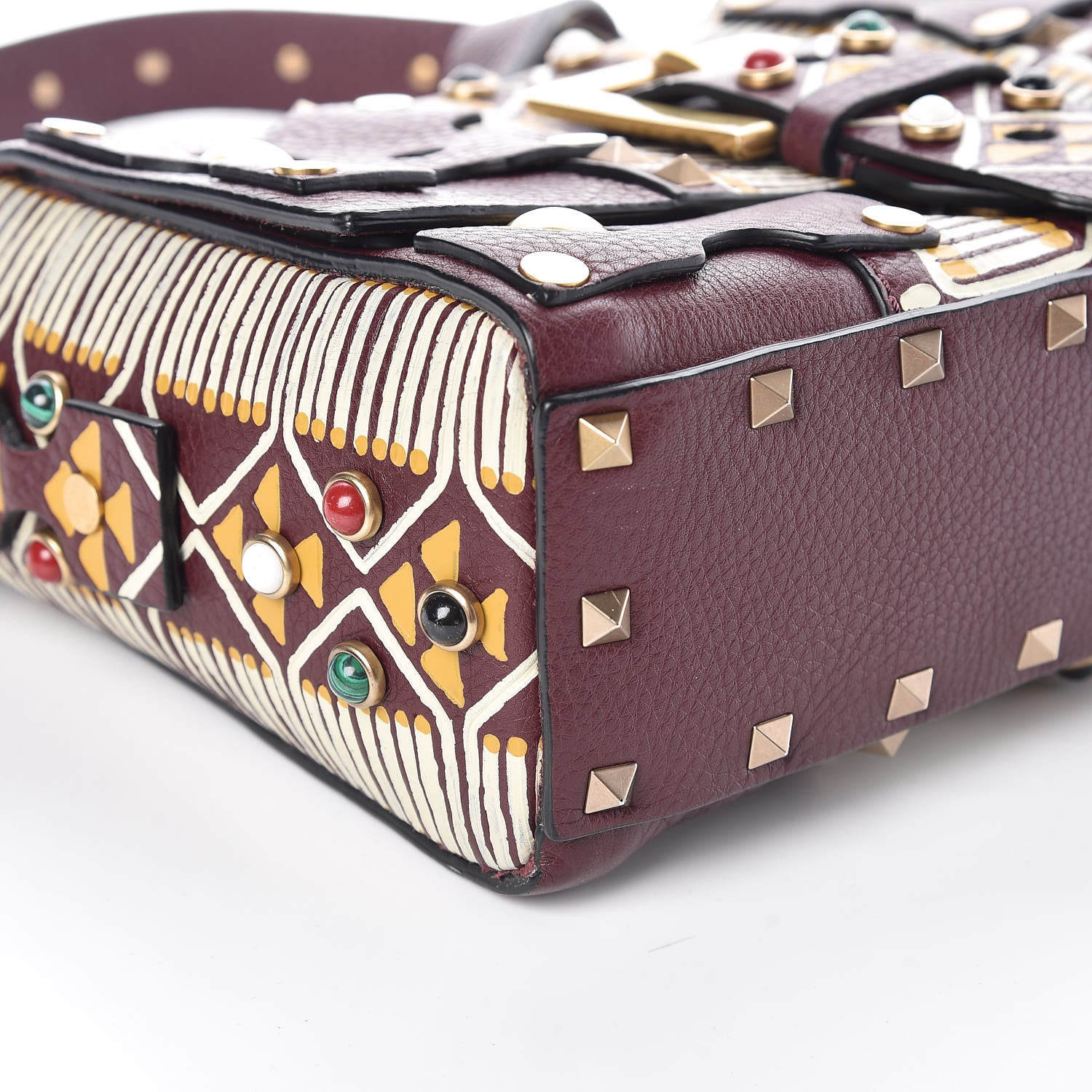 Valentino Garavani Calfskin Tribal Rockstud Shoulder Bag Rubin 5 of 10
