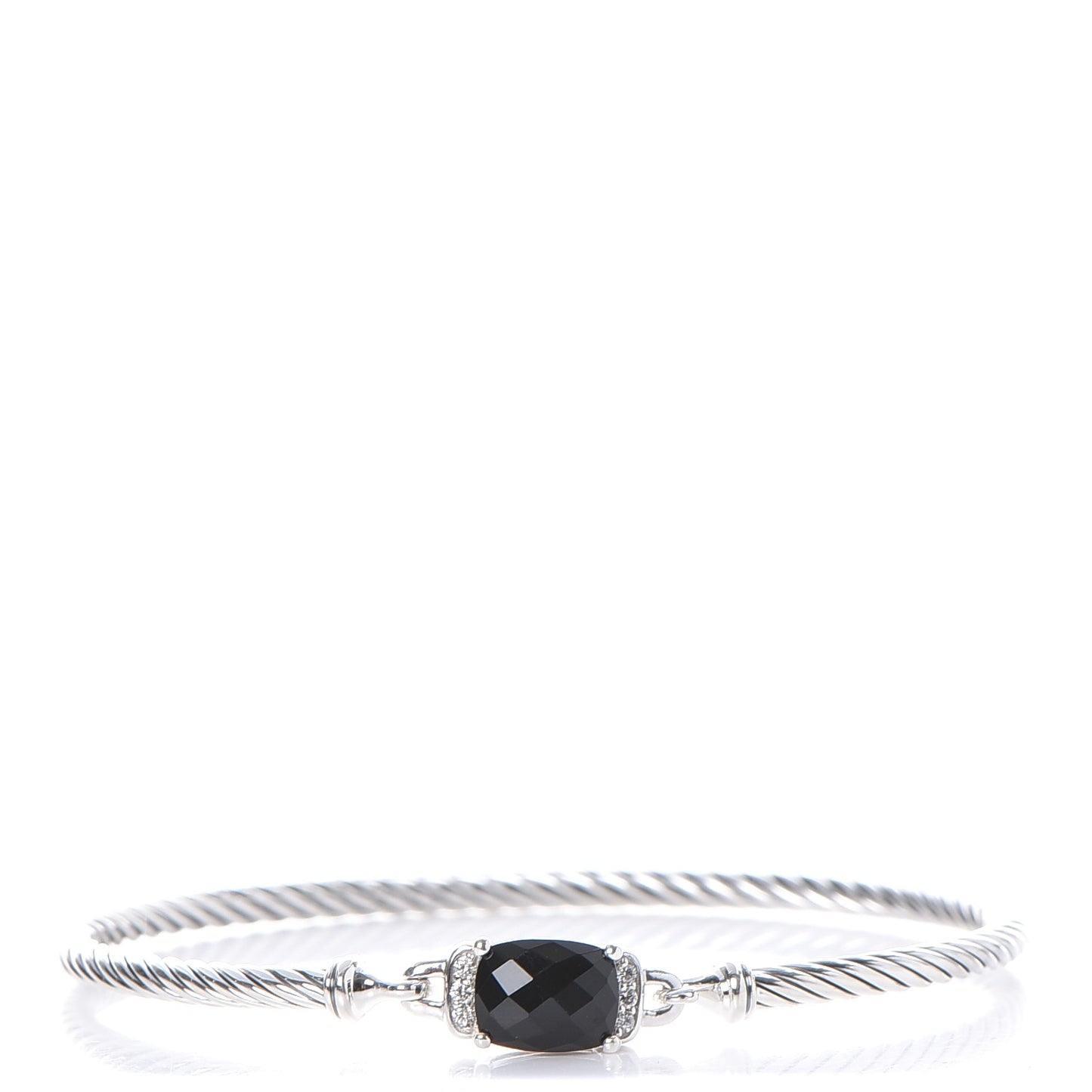 Sterling Silver Diamond Black Onyx 3mm Petite Wheaton Bracelet