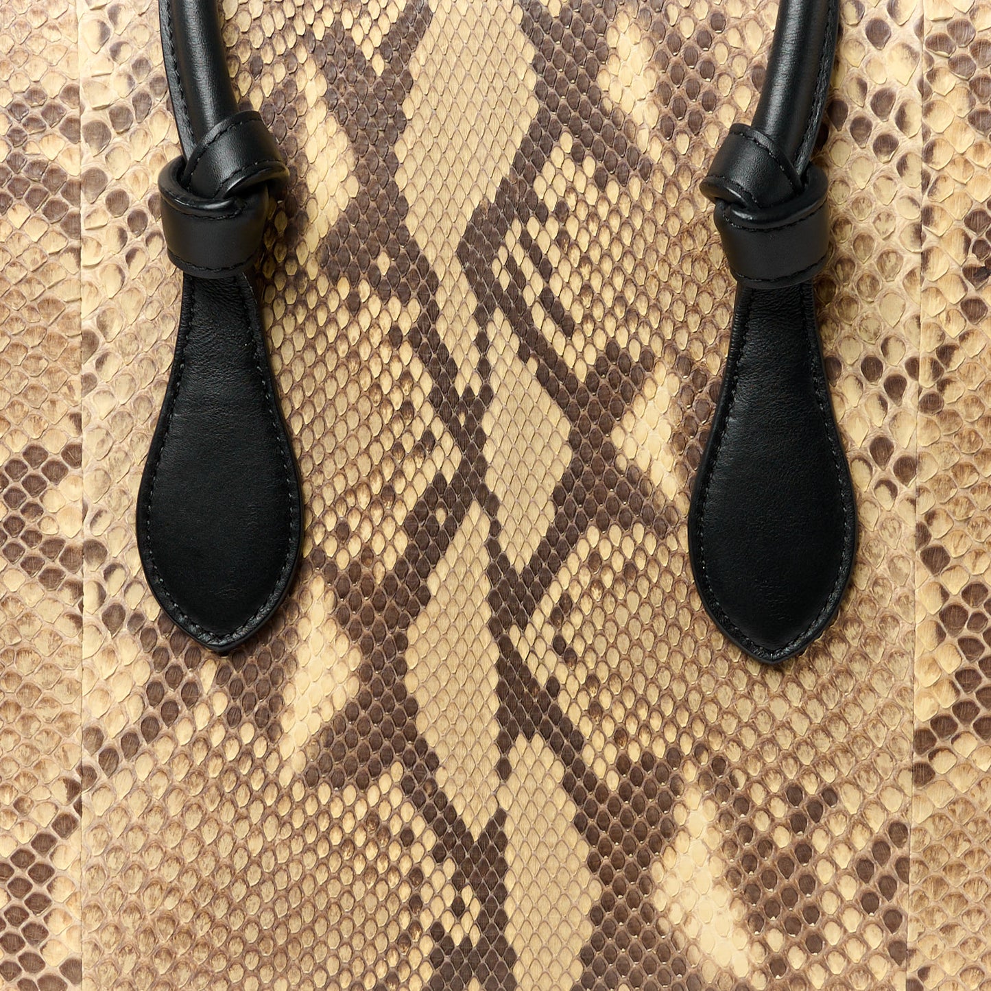 Snakeskin Calfskin Small Tie Knot Tote Black