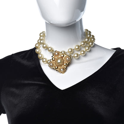 Chanel Pearl Layered Short Necklace Gold 2 of 6
