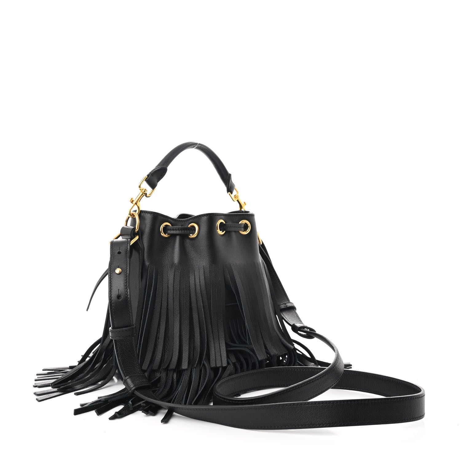 Saint Laurent Calfskin Small Emmanuelle Fringe Hobo Bag Black 3 of 10