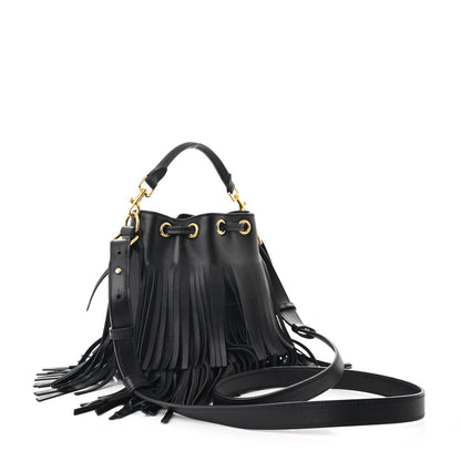 Saint Laurent Calfskin Small Emmanuelle Fringe Hobo Bag Black 3 of 10