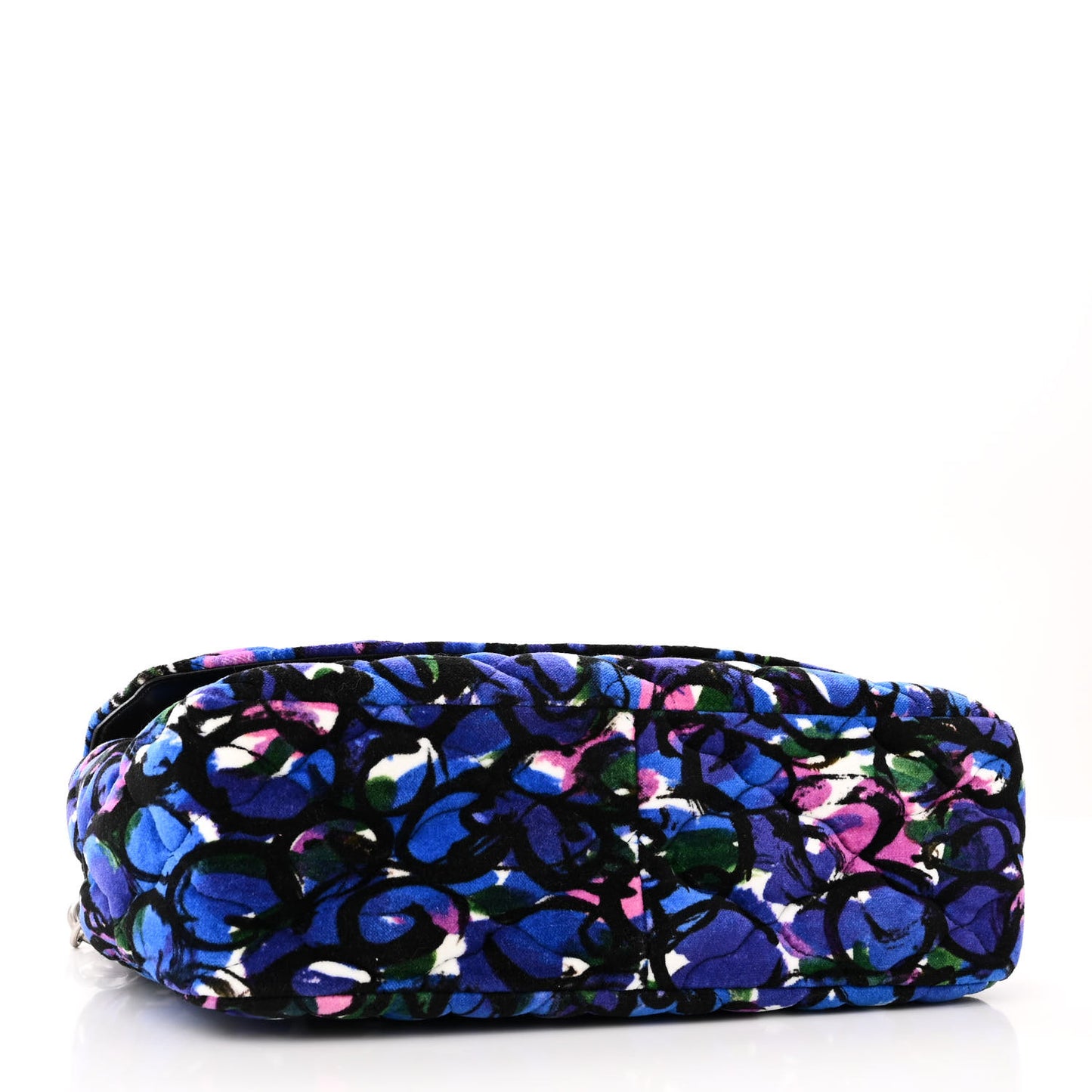 Velvet Floral Quilted M BB Round Shoulder Bag Bleu