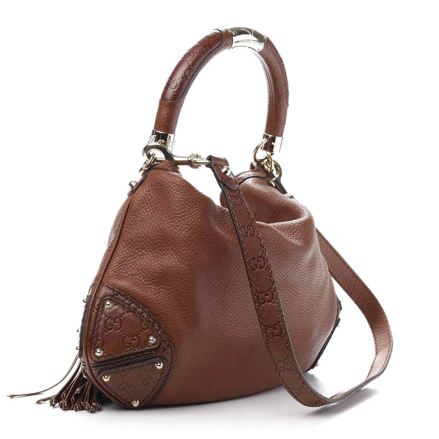 Gucci Calfskin Medium Indy Top Handle Bag Brown 2 of 13