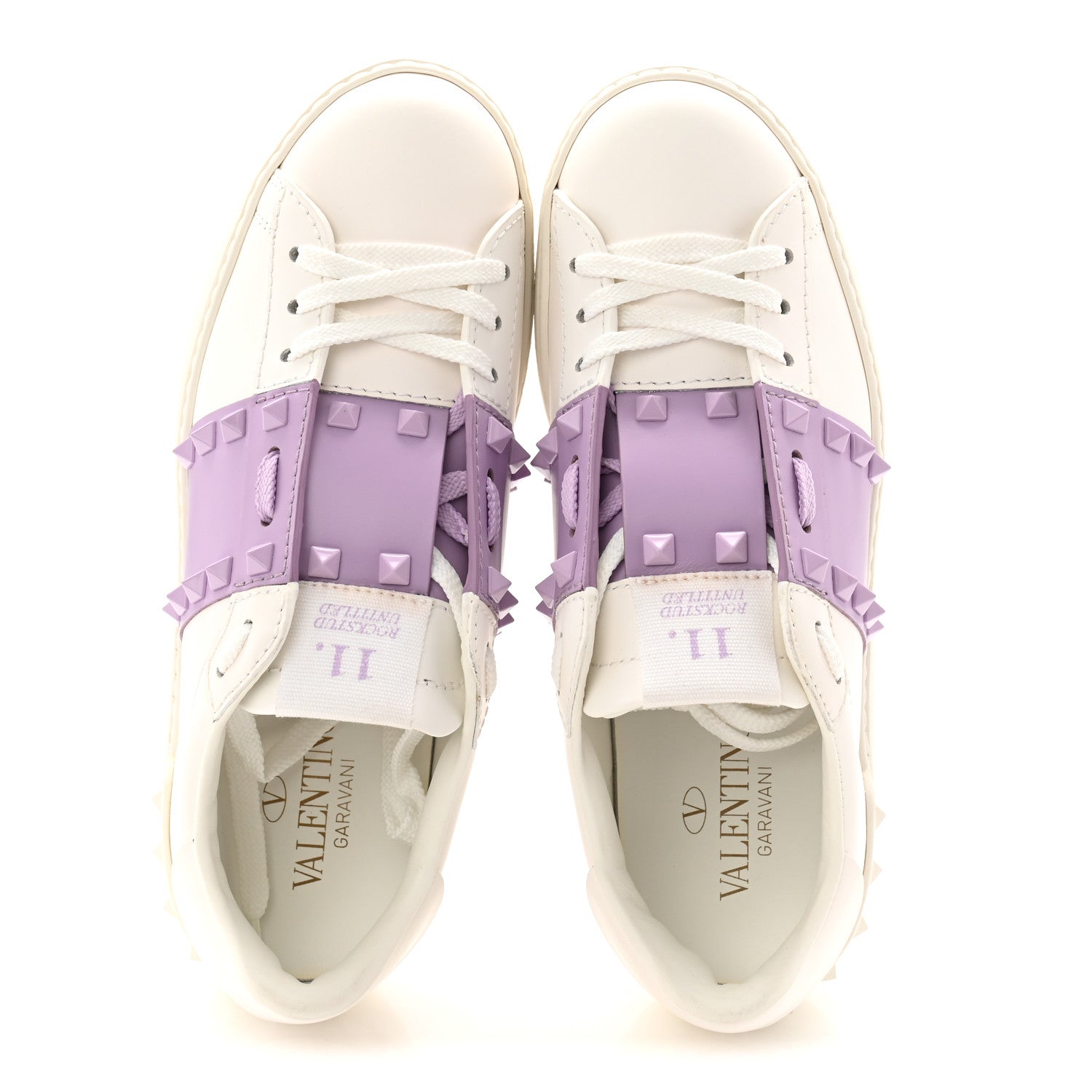 Valentino Garavani Calfskin Womens Rockstud Open Sneakers 37 White