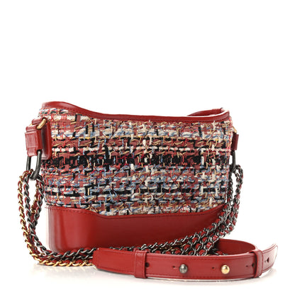 Chanel Tweed Calfskin Small Gabrielle Hobo Red 3 of 9