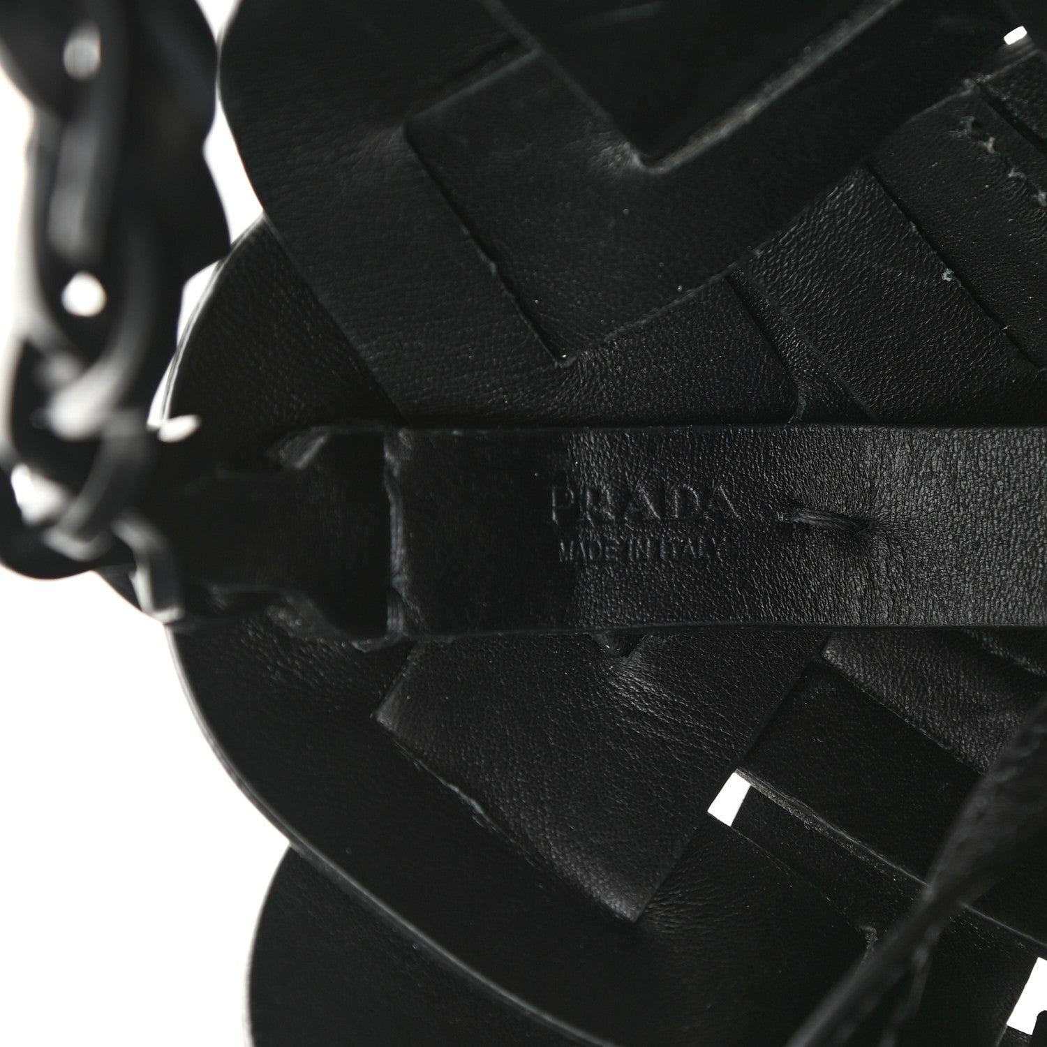 Prada Vitello Intreccio Bucket Bag Black 7 of 18